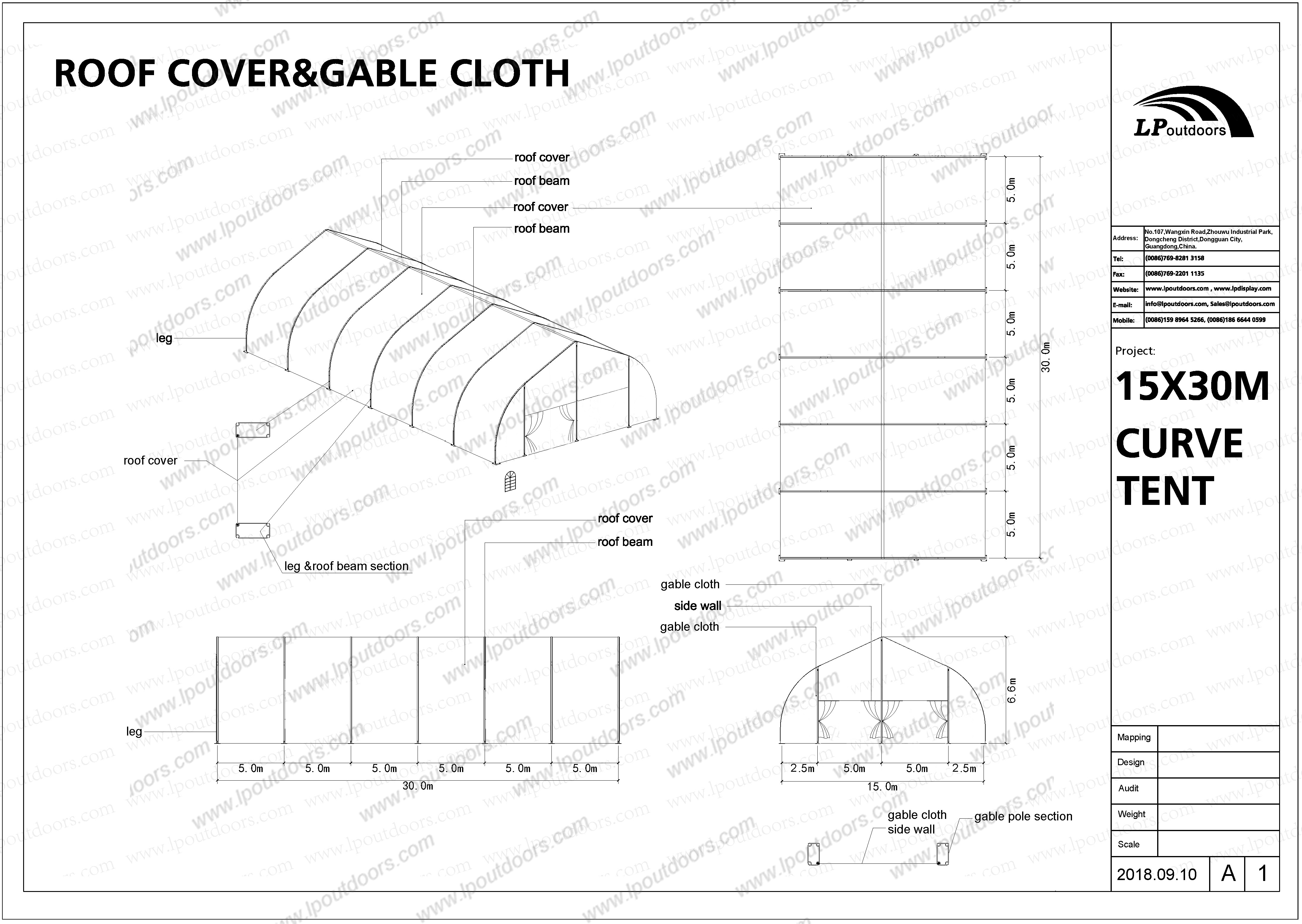 specification of 15 curve tent