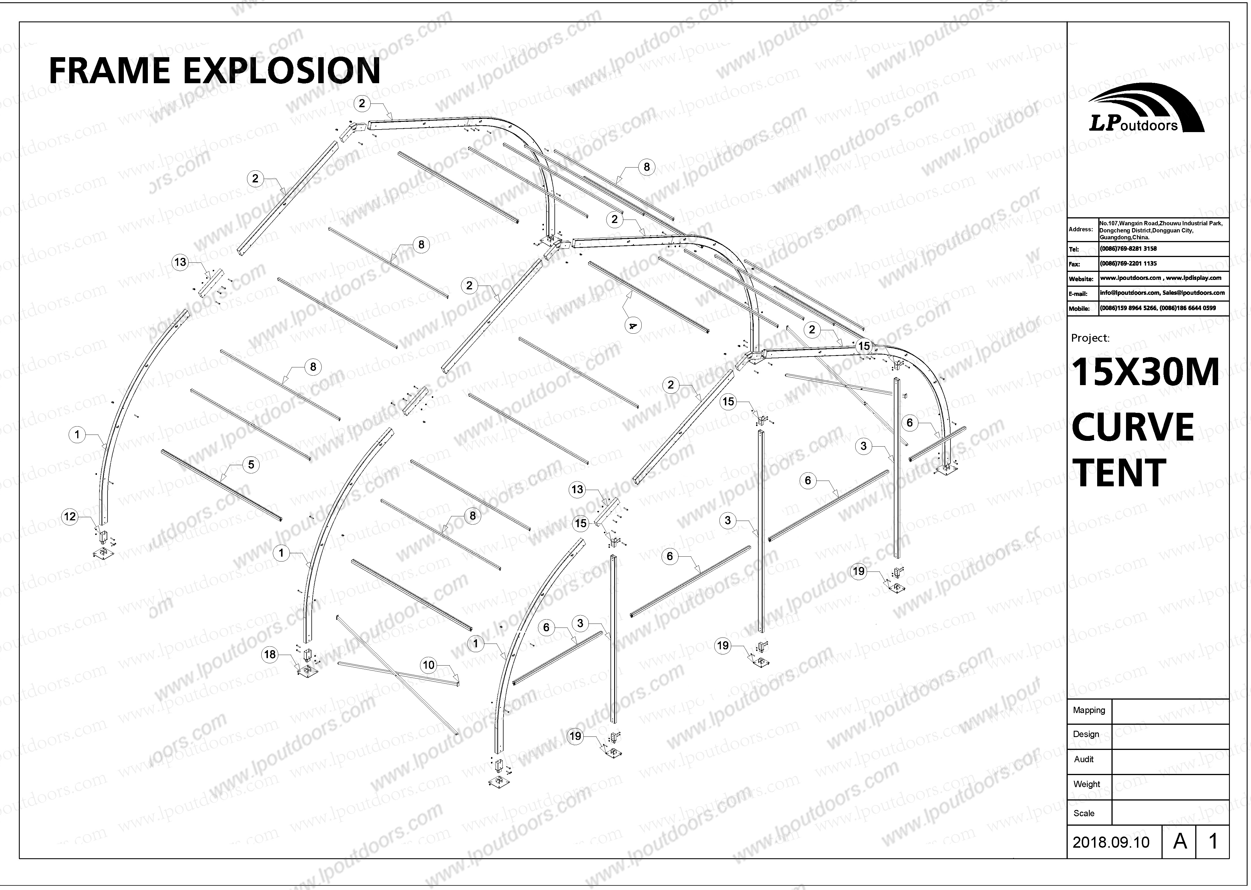 specification of 15 curve tent