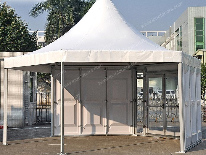 Dia 6m Outdoor Polygon Hexagon Pagoda Tent With ABS Wall