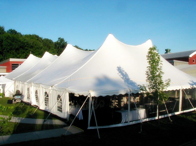 40ft X60ft Pegs and Pole Tent with White PVC Plain Walls and Windows