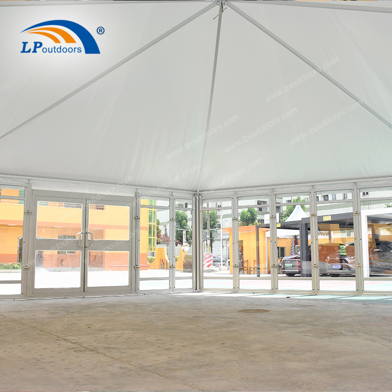 Dia 12m Outdoor Luxury Hexagon Pagoda Tent with Glass Wall