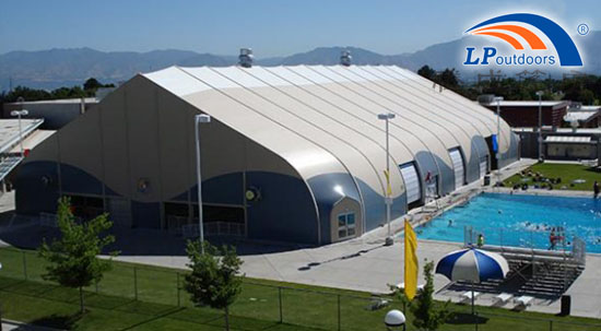 Clear span curved temporary modular building for swimming pool 