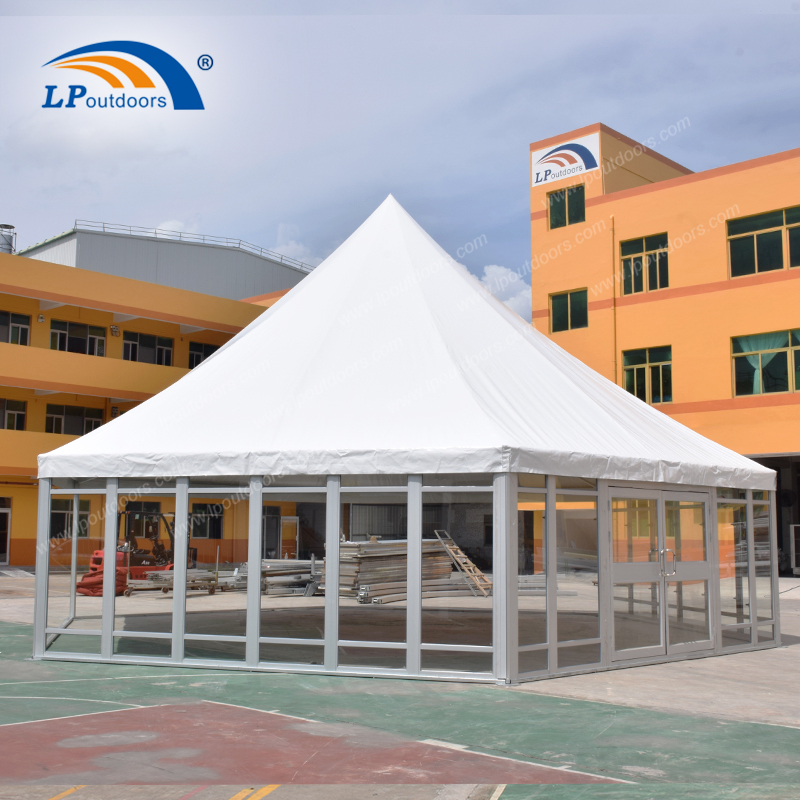 Dia 12m Outdoor Luxury Hexagon Pagoda Tent with Glass Wall