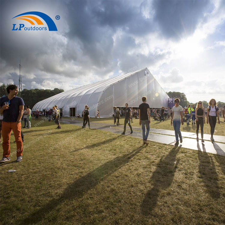 Large curved structure fabric sports event tent for football court